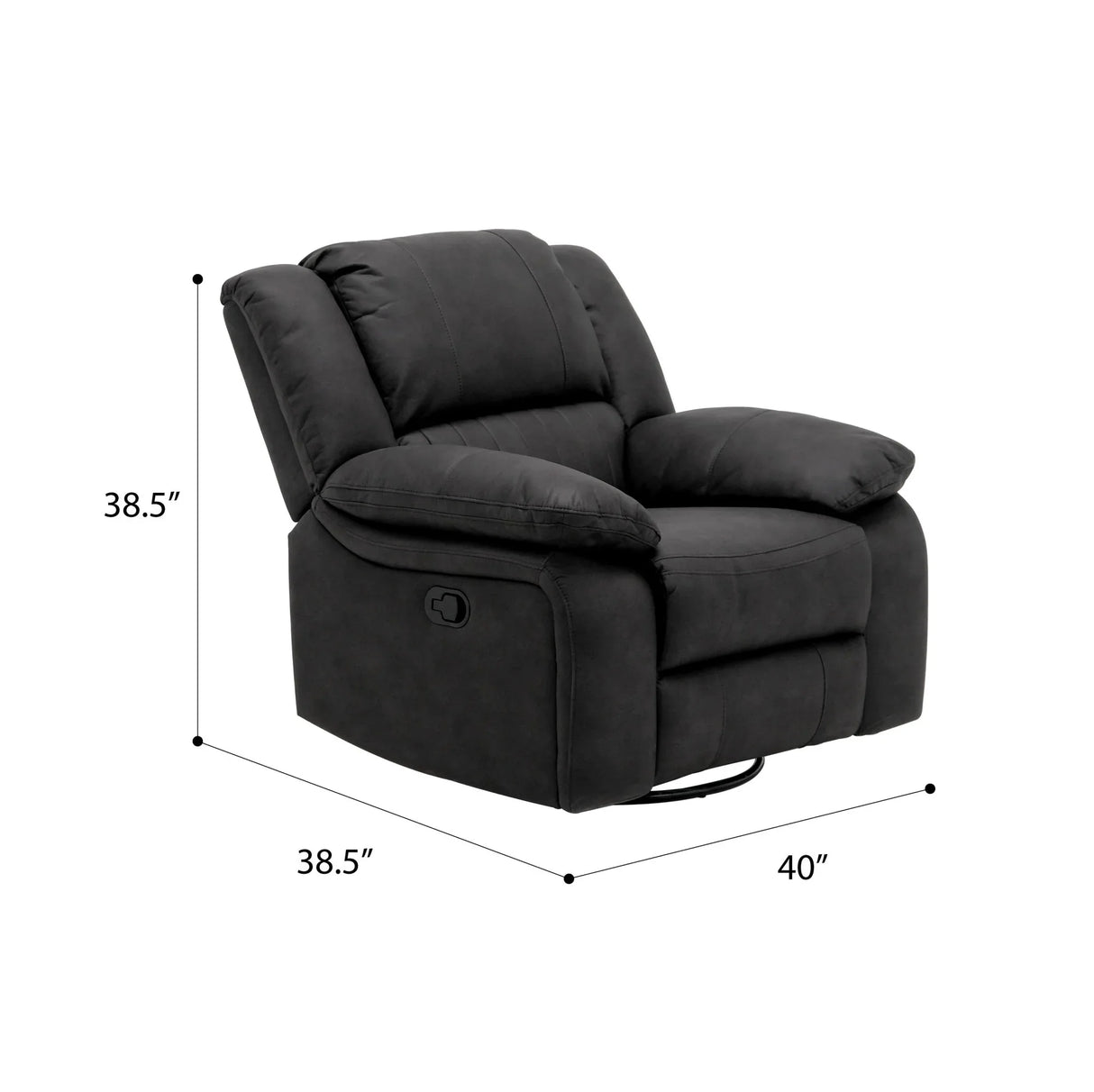 Black Fabric Swivel Gliding Recliner Chair - Omega Lifestyles