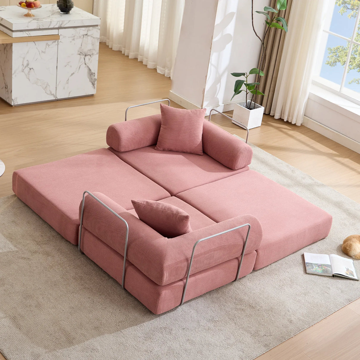 Modular Folding Convertible Corduroy Sofa Bed - Omega Lifestyles