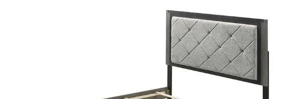 Queen Gray Linen Upholstered Padded Bed Frame - Omega Lifestyles