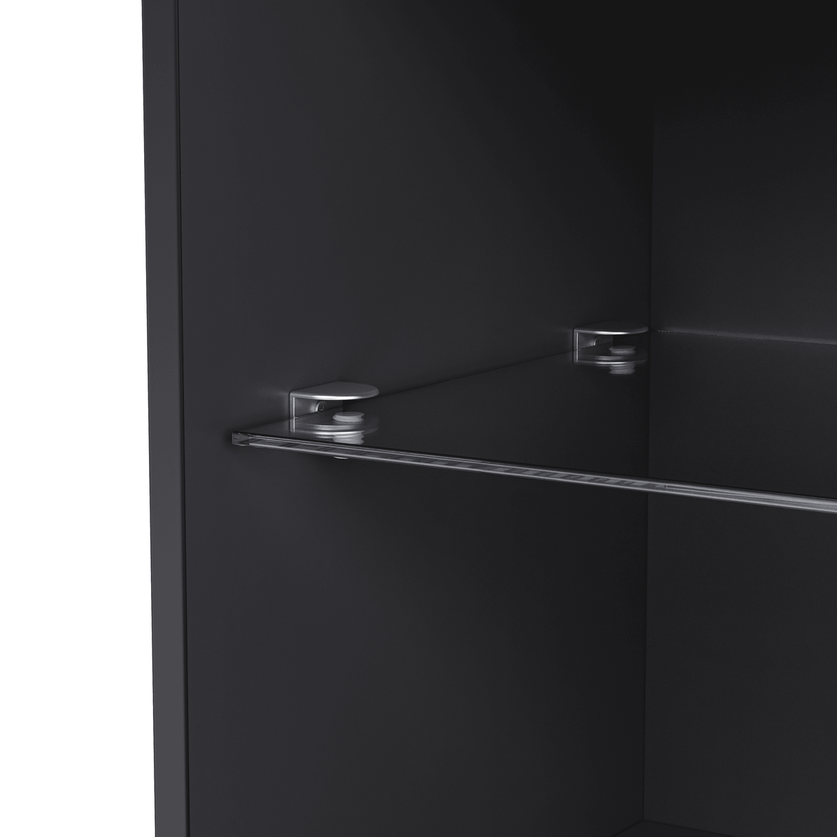 Modern Black LED Fireplace TV Stand with Shelves - Omega Lifestyles