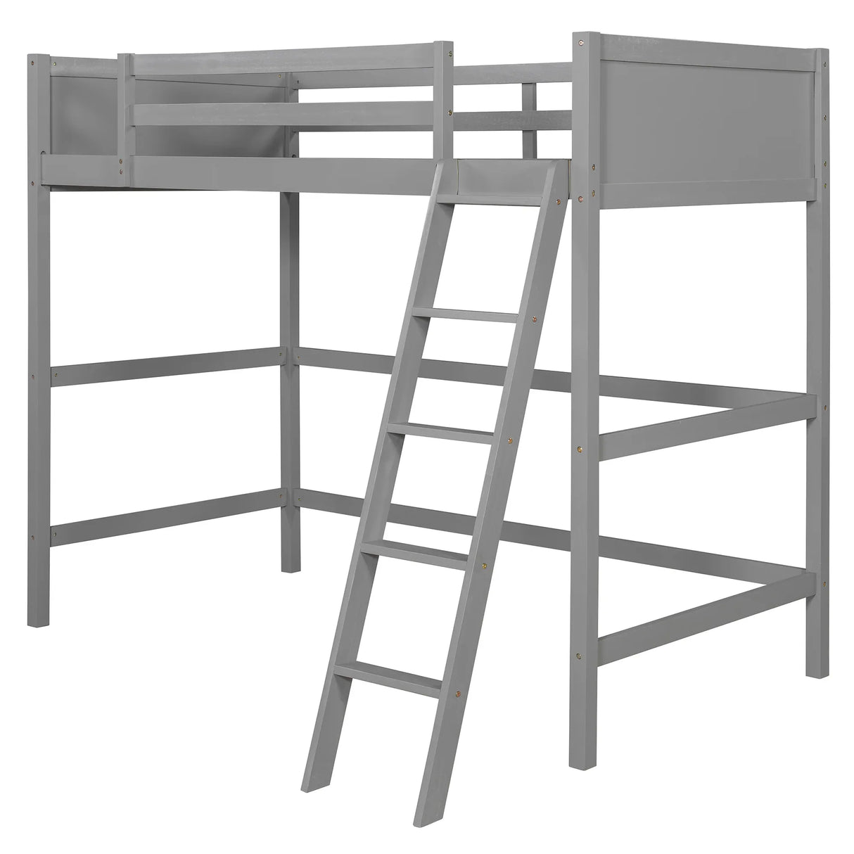 Solid Wood Twin Loft Bed With Ladder Gray - Omega Lifestyles