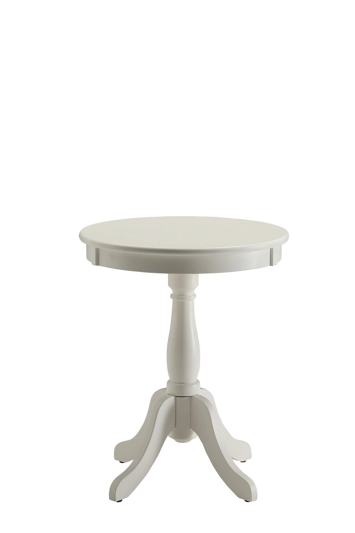 Transitional White Synthetic Wood Round Pedestal Accent Table - Omega Lifestyles