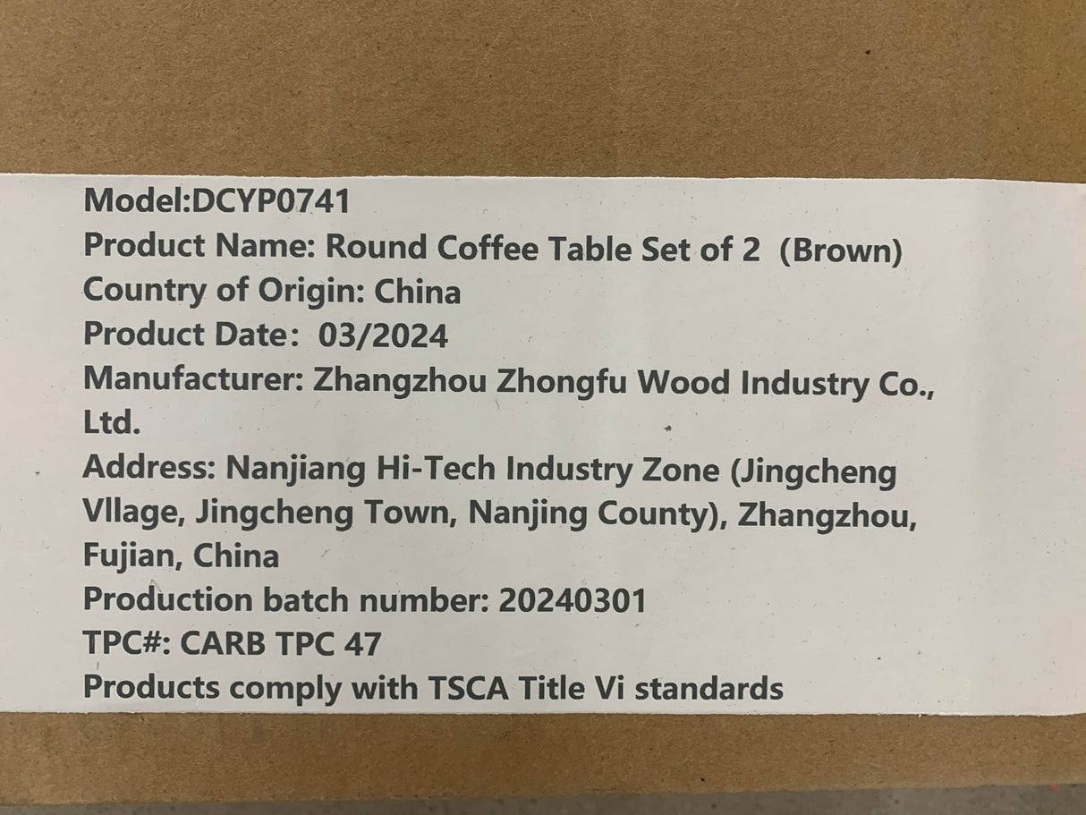 Set of 2 Rustic Brown Round Nesting Coffee Tables - Omega Lifestyles