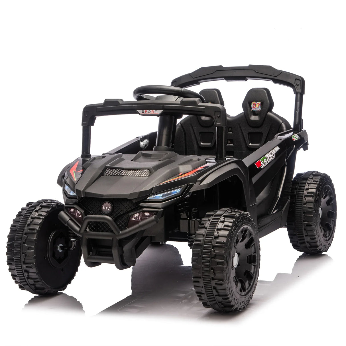 24V Kids Remote Control Black Ride On UTV - Omega Lifestyles