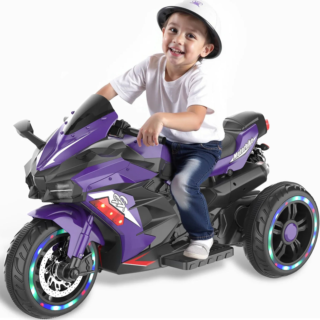 12V Violet Kids Electric Ride-On Motorcycle Toy - Omega Lifestyles