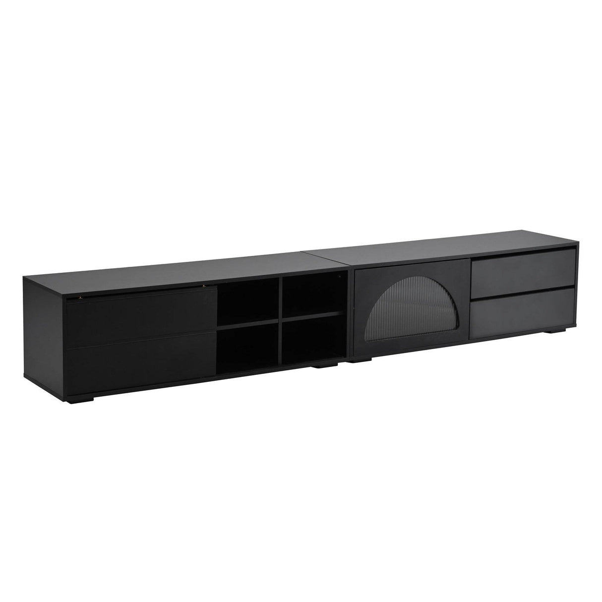 Modern Black TV Stand With LED Light And Storage - Sleep Galleria