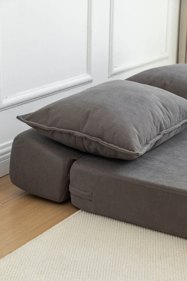 Foldable Corduroy 2-Seat Sofa Bed With Lumbar Pillow - Omega Lifestyles