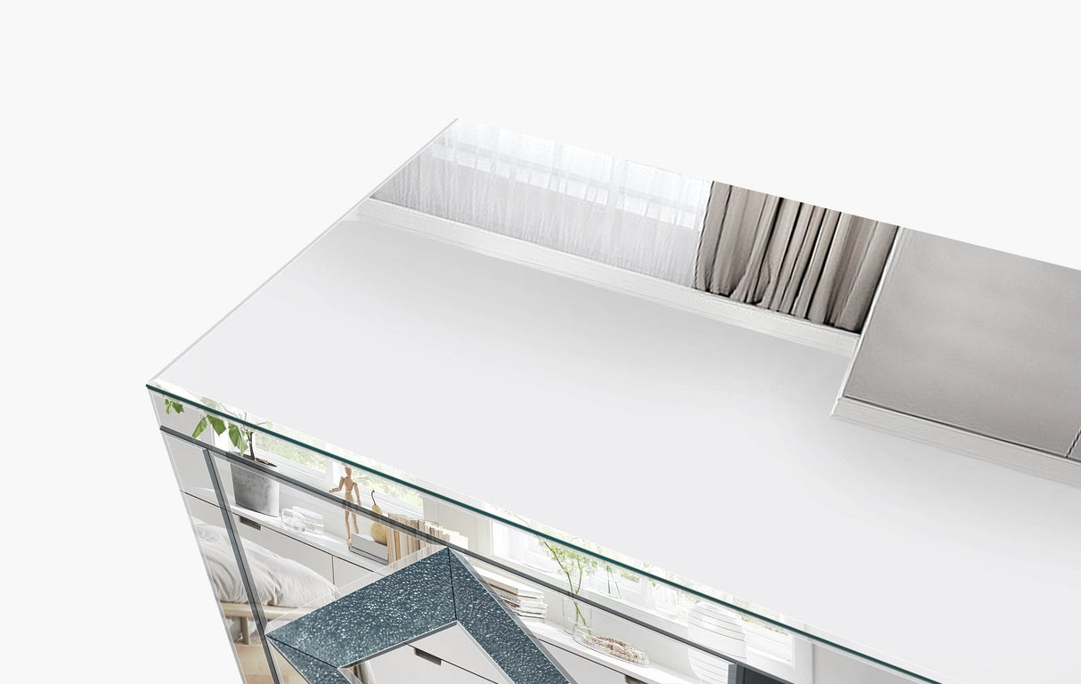 47-Inch Mirrored Antique Media Console With Storage - Sleep Galleria