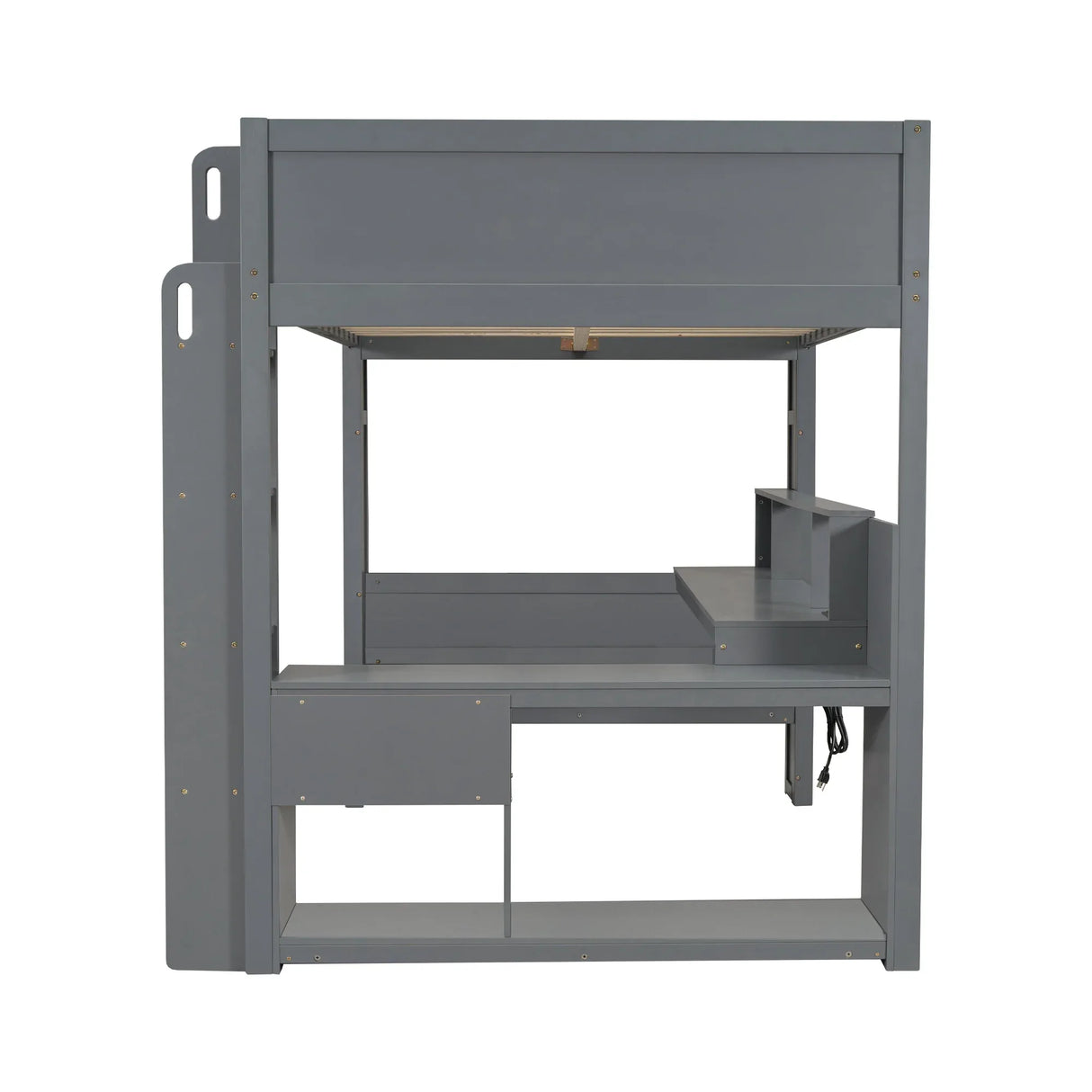 Full Wood Gaming Loft Bed Frame With Desk LED Charging Station - Omega Lifestyles