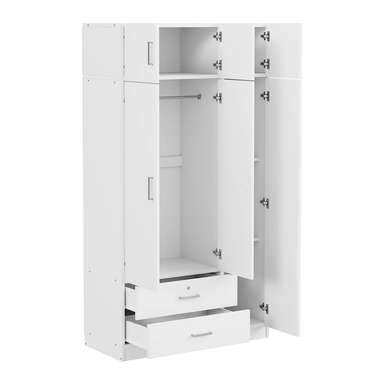 Modern 3-Door Particle Board Wardrobe With Mirror