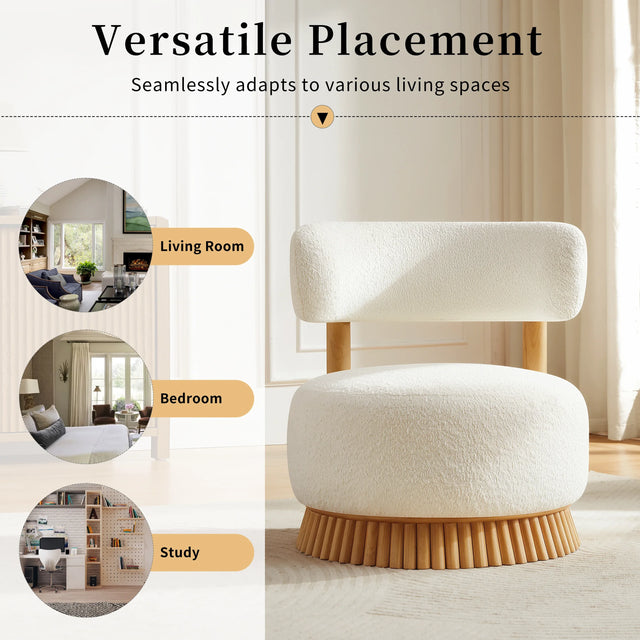 Modern Farmhouse Beige Bouclé Upholstered Accent Chair - Omega Lifestyles