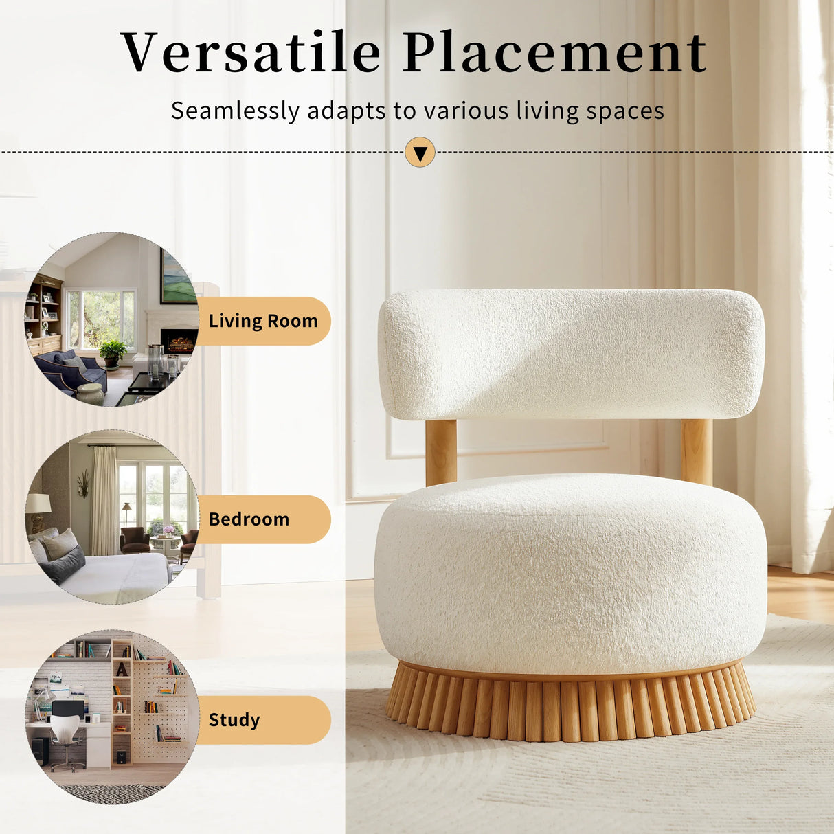 Modern Farmhouse Beige Bouclé Upholstered Accent Chair - Omega Lifestyles