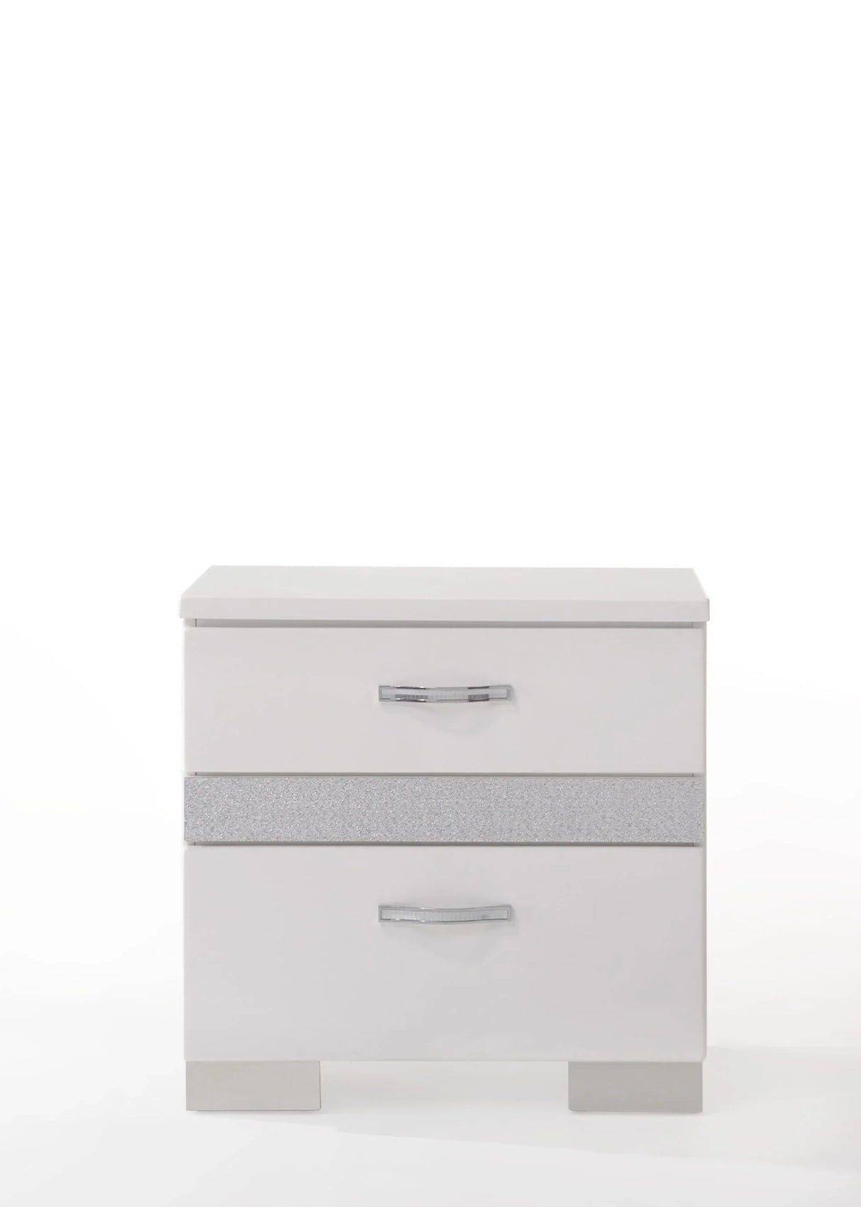 Modern White Synthetic Wood Nightstand With Jewelry Drawer - Omega Lifestyles
