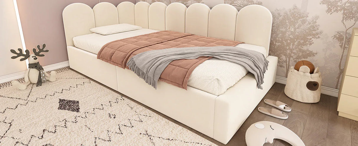 Twin Velvet Upholstered Daybed With Hydraulic Storage - Omega Lifestyles
