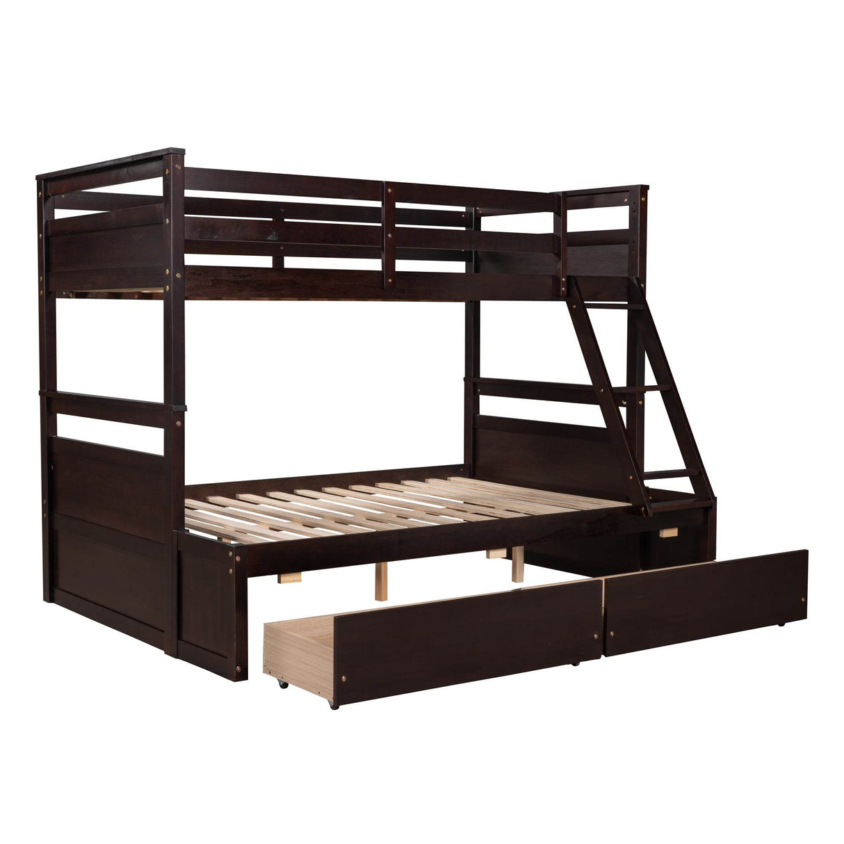 Twin-Over-Full Solid Wood Storage Bunk Bed Espresso - Omega Lifestyles