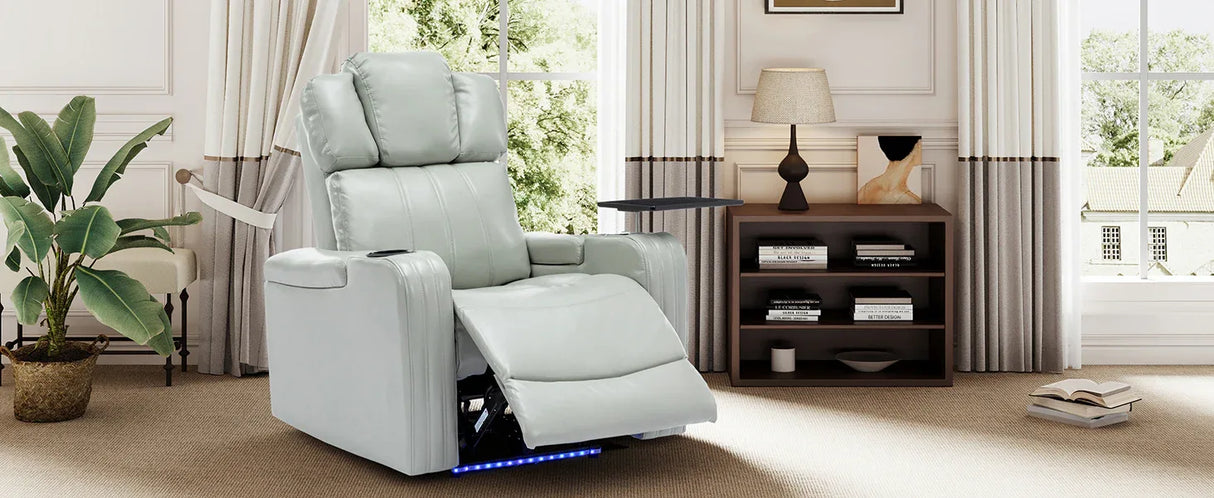 Modern PU Leather Power Recliner Chair With Bluetooth Speaker - Omega Lifestyles