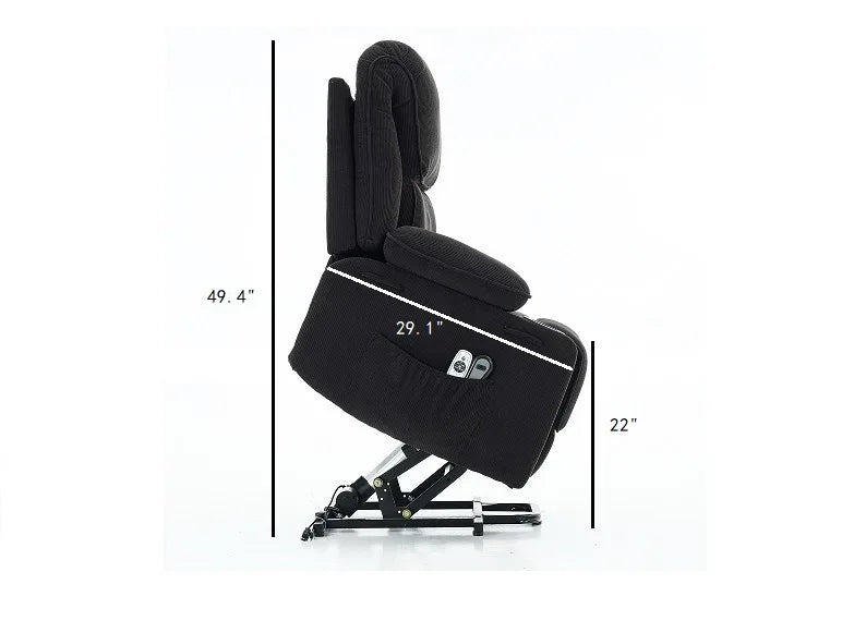 Medium-Firm Corduroy Remote-Controlled Heating Massage Recliner - Omega Lifestyles