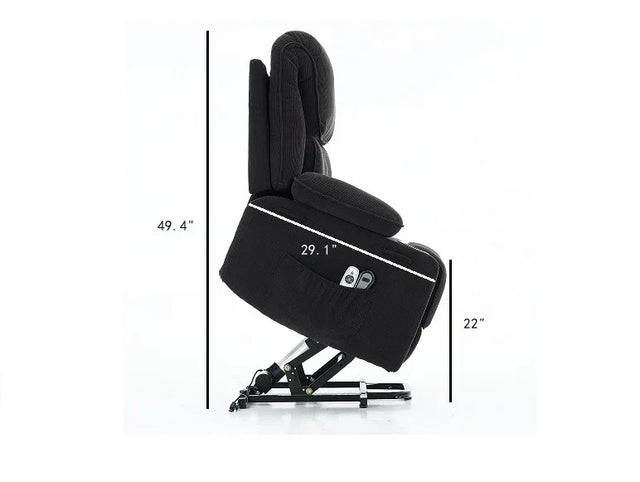 Medium-Firm Corduroy Remote-Controlled Heating Massage Recliner - Omega Lifestyles