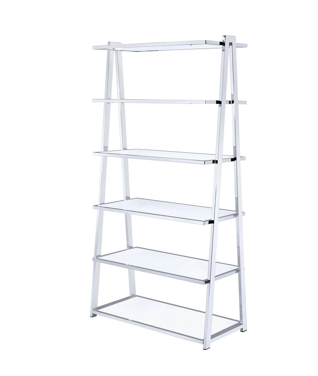 High Gloss Chrome Finish Synthetic Wood Bookshelf - Omega Lifestyles
