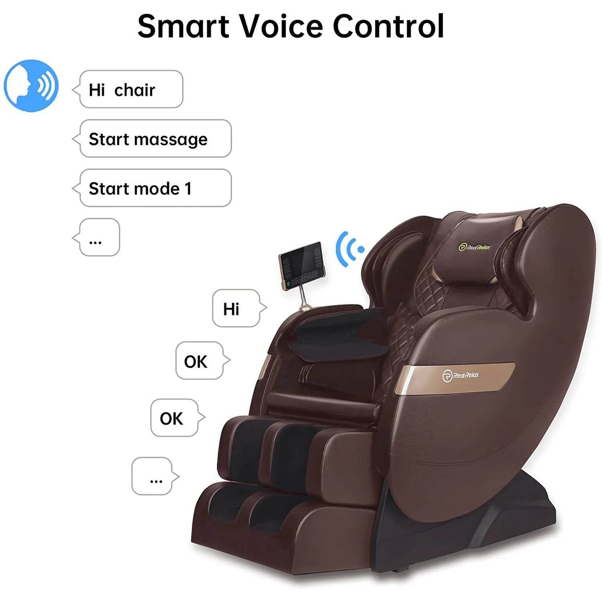 S Track Massage Chair, Full Body Zero Gravity Shiatsu Recliner with Smart Voice Controller, Brown