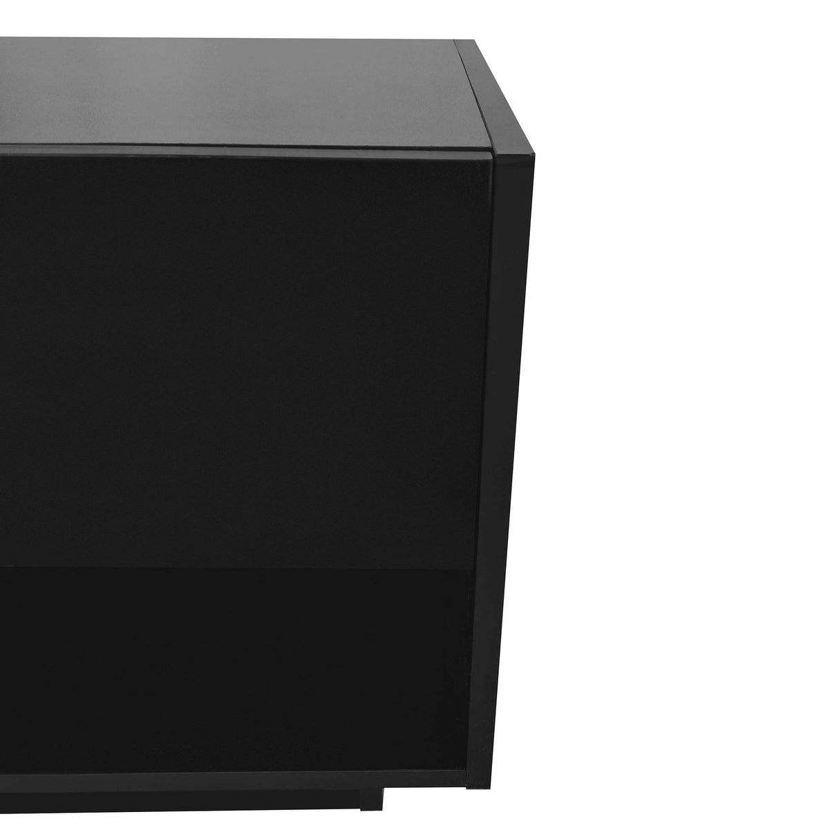 Sleek Two-Tone Black Particle Board TV Stand - Sleep Galleria