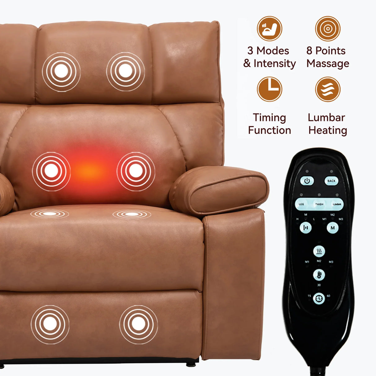 Orange Medium-Firm Faux Leather Power Lift Massage Chair - Omega Lifestyles