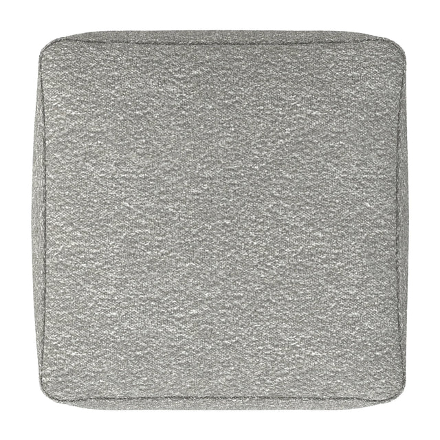 Light Gray Cotton Boucle Square Pouf Ottoman - Omega Lifestyles