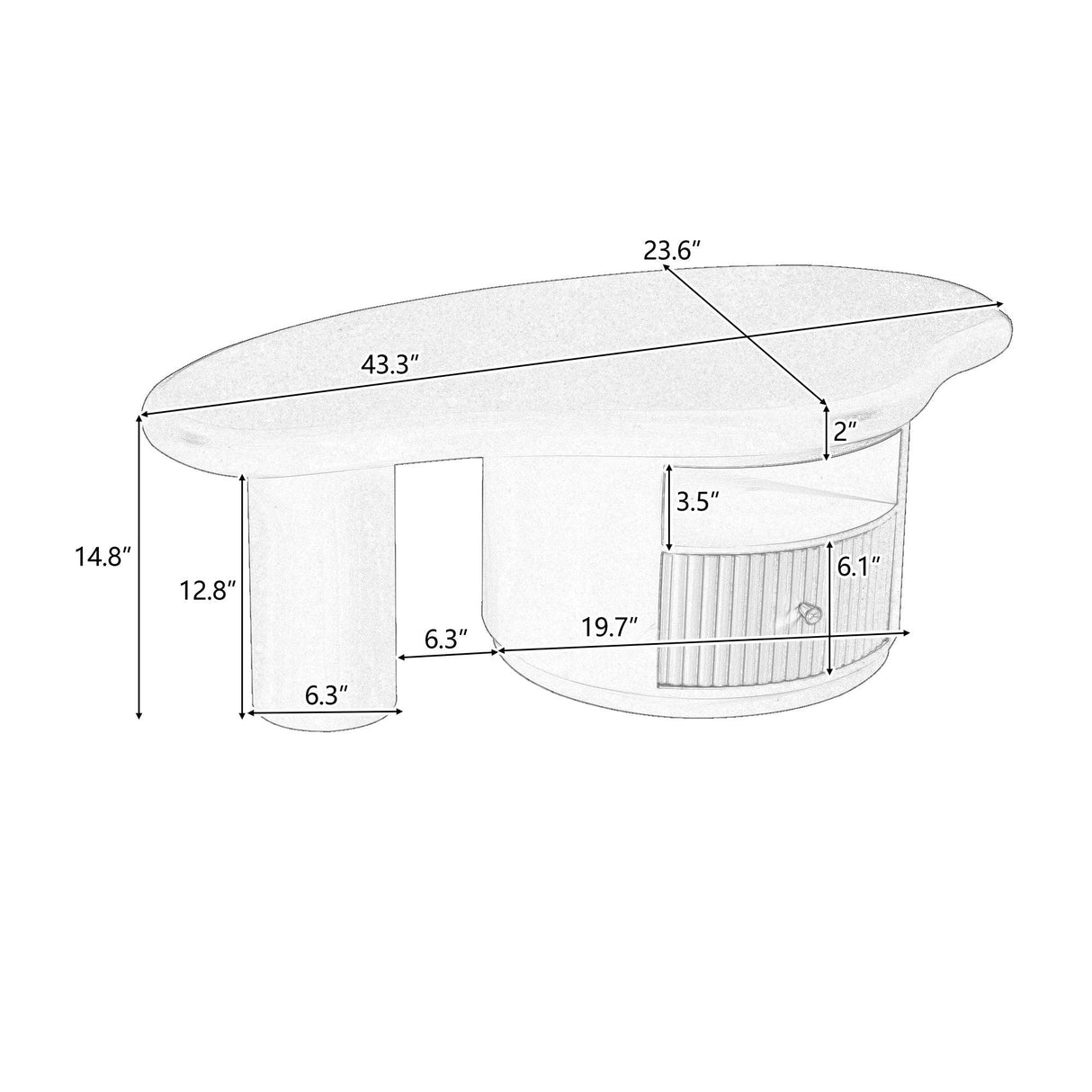 Cloud-Shaped White MDF Coffee Table With Drawer - Sleep Galleria