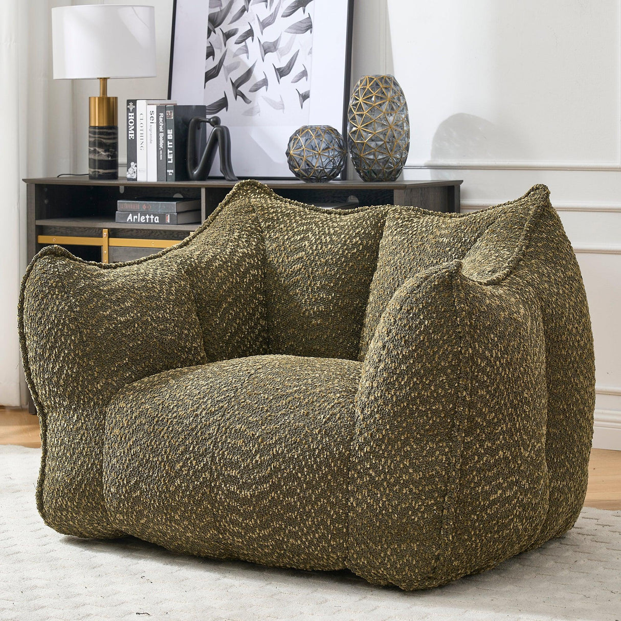 Chenille Bean Bag Chair With Resilient Foam - Omega Lifestyles