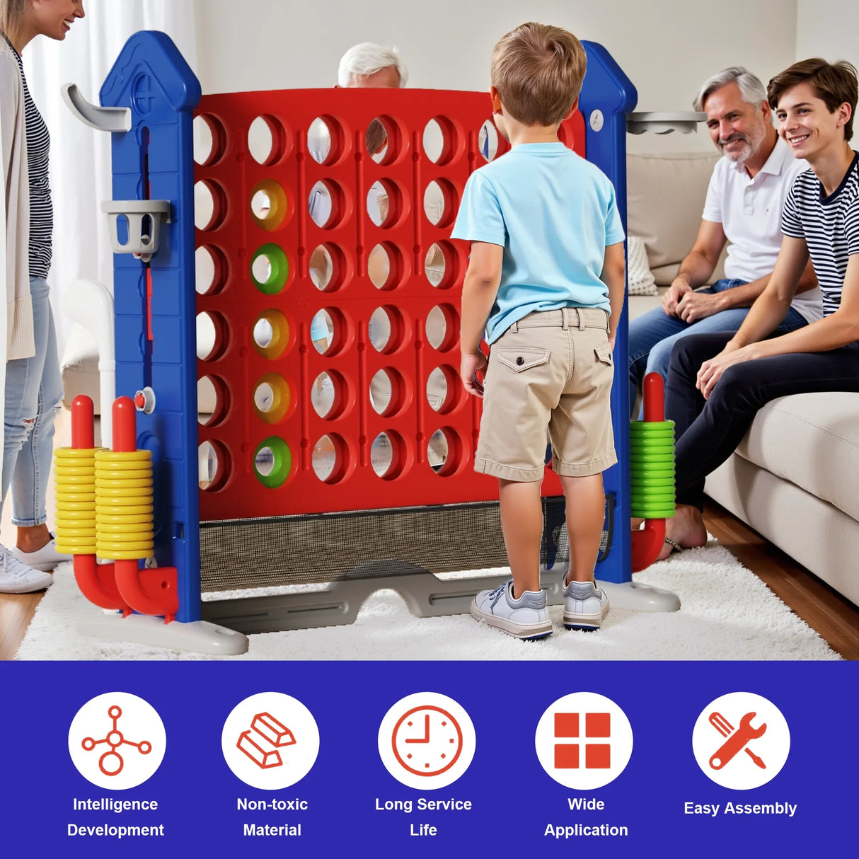 4-in-1 Adjustable Height Indoor Outdoor Giant Game Set - Omega Lifestyles