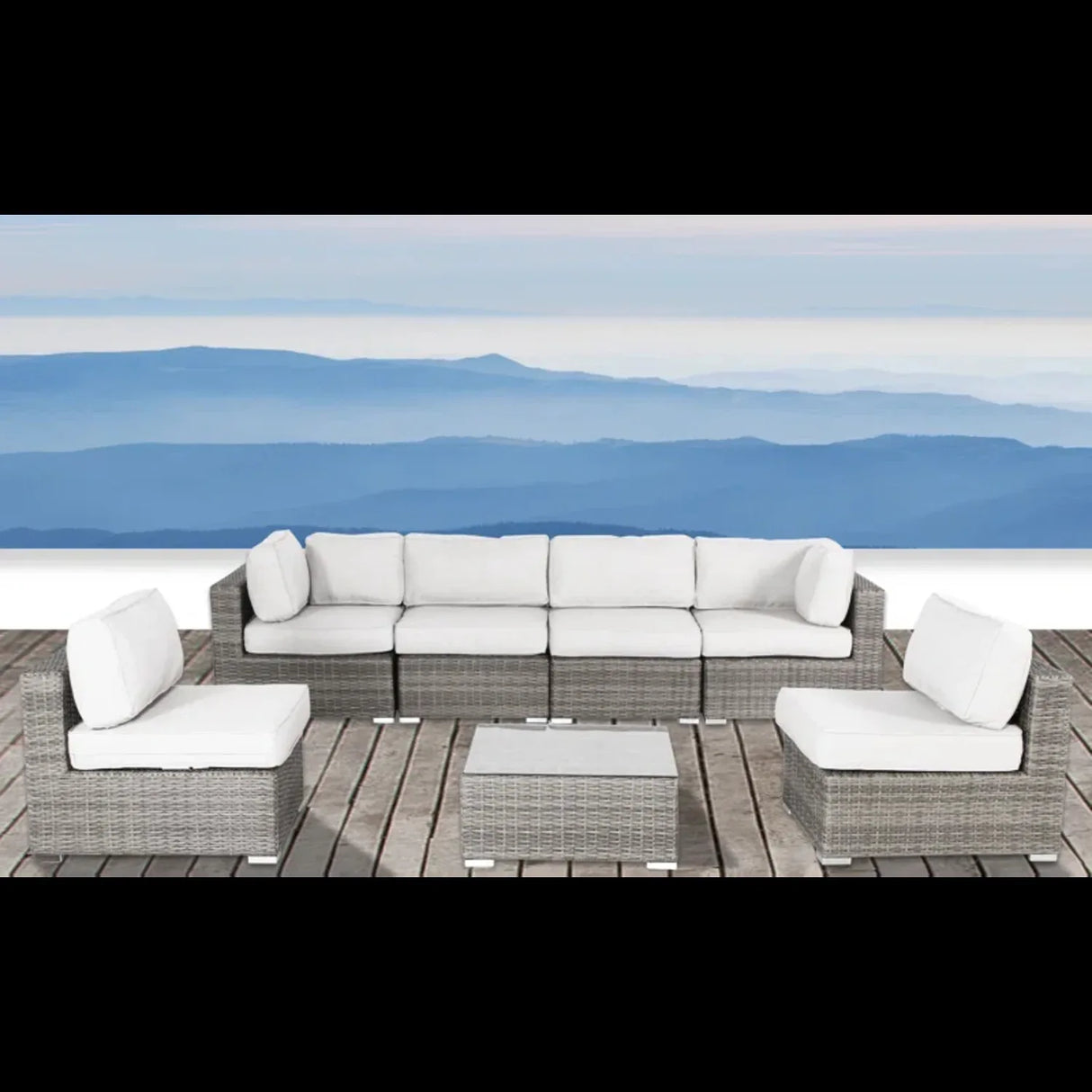 6-Seater Mixed Gray Rattan Wicker Outdoor Sectional Set - Omega Lifestyles