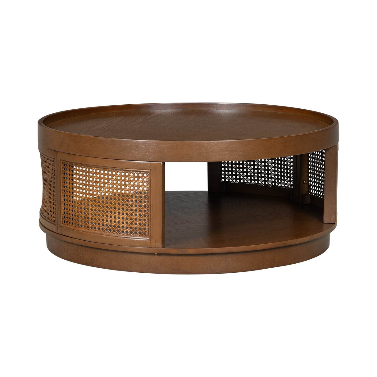 Mid-Century Modern Round Cane Coffee Table - Sleep Galleria