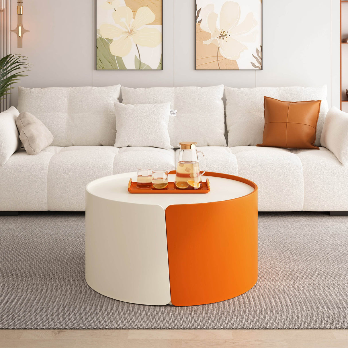 Modern Round MDF Nesting Coffee Table With Storage - Sleep Galleria