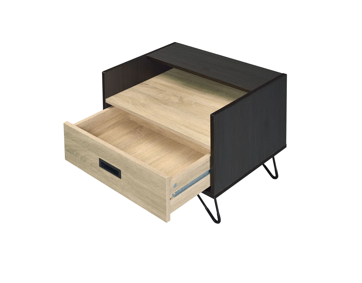 Black Oak Finish Contemporary Accent Table With Drawer - Omega Lifestyles