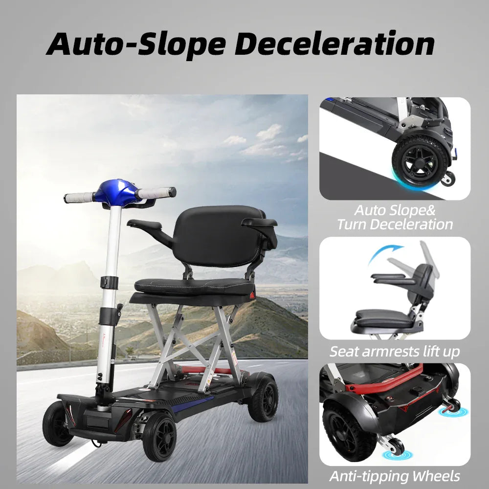 Foldable 4-Wheel Mobility Scooter With 16.5Ah Battery - Omega Lifestyles