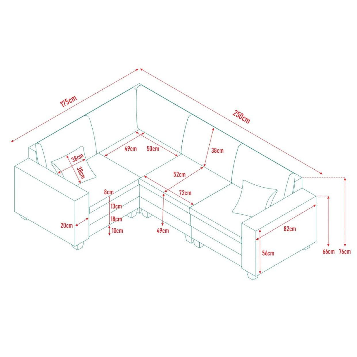 3-Seater Modular Corduroy Sectional Sofa With Foam Springs - Omega Lifestyles