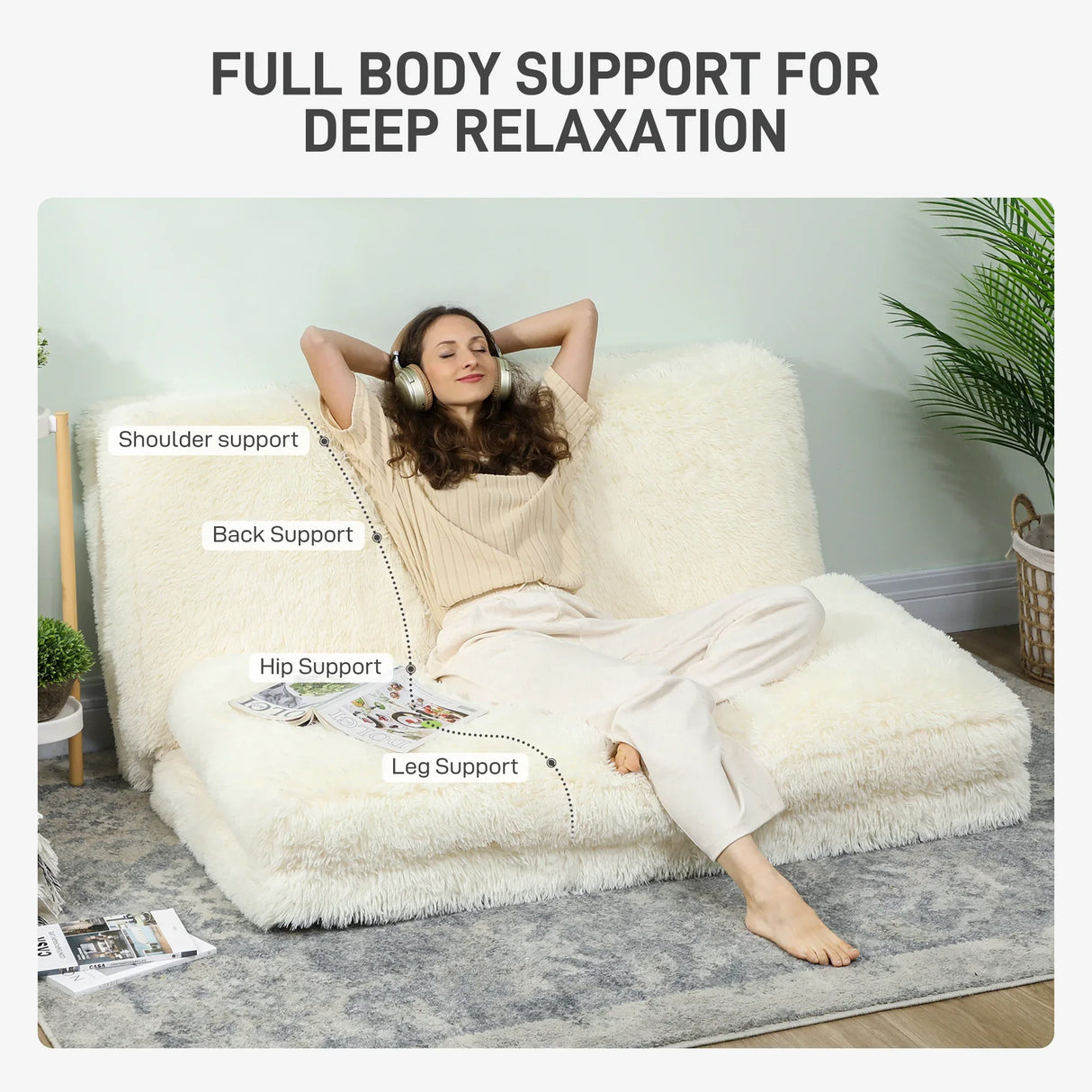 Ultra-Soft Plush Floor Sofa Bed With Foam Filling - Omega Lifestyles