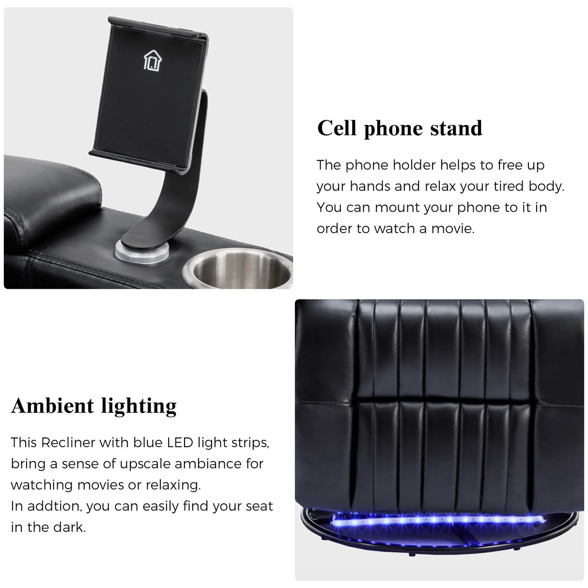 Power Swivel PU Leather Recliner Chair With Tray Table - Omega Lifestyles