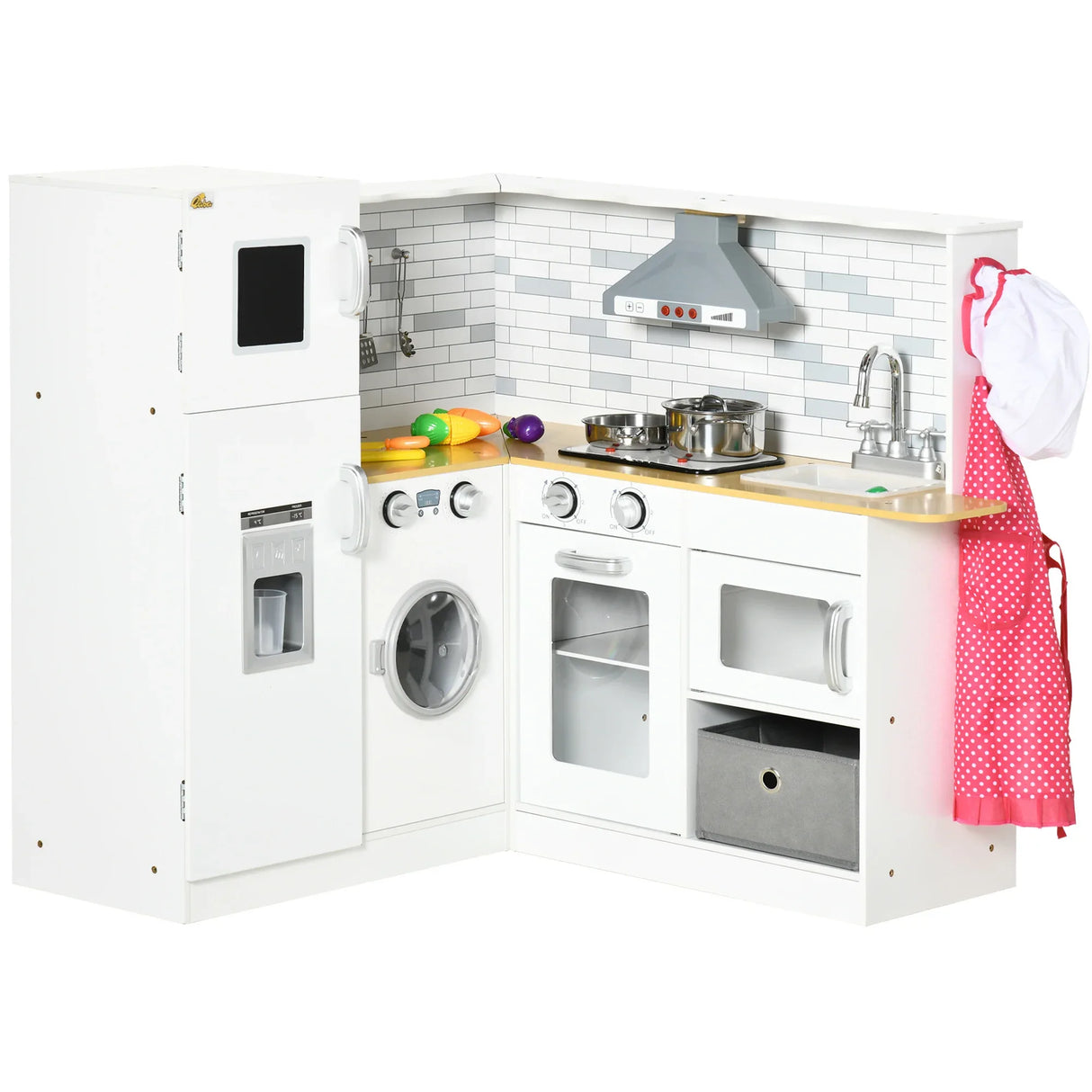 Large White Wooden Kids Play Kitchen With Sound Effects - Omega Lifestyles