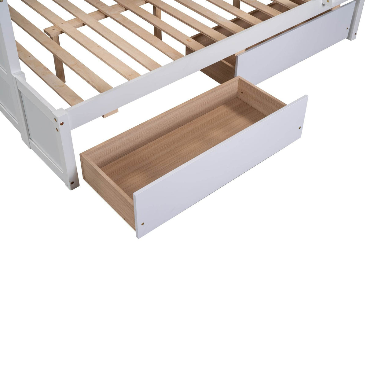 Twin Over Full Solid Wood White Bunk Bed With Storage - Omega Lifestyles