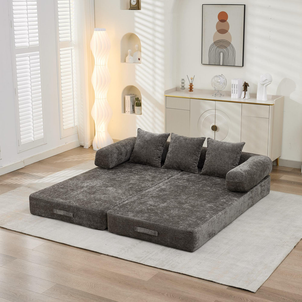 Comfy Convertible Chenille Folding Floor Sofa Bed - Omega Lifestyles