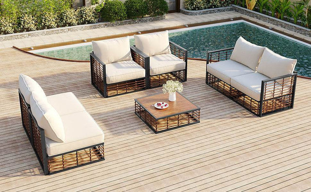 7-Piece Modern Metal Outdoor Patio Sectional Sofa Set - Omega Lifestyles