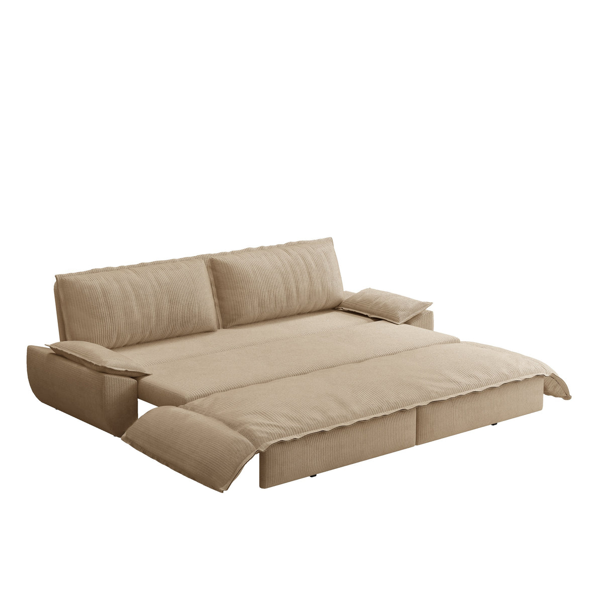 3-In-1 Convertible Corduroy Sleeper Sofa Bed Camel