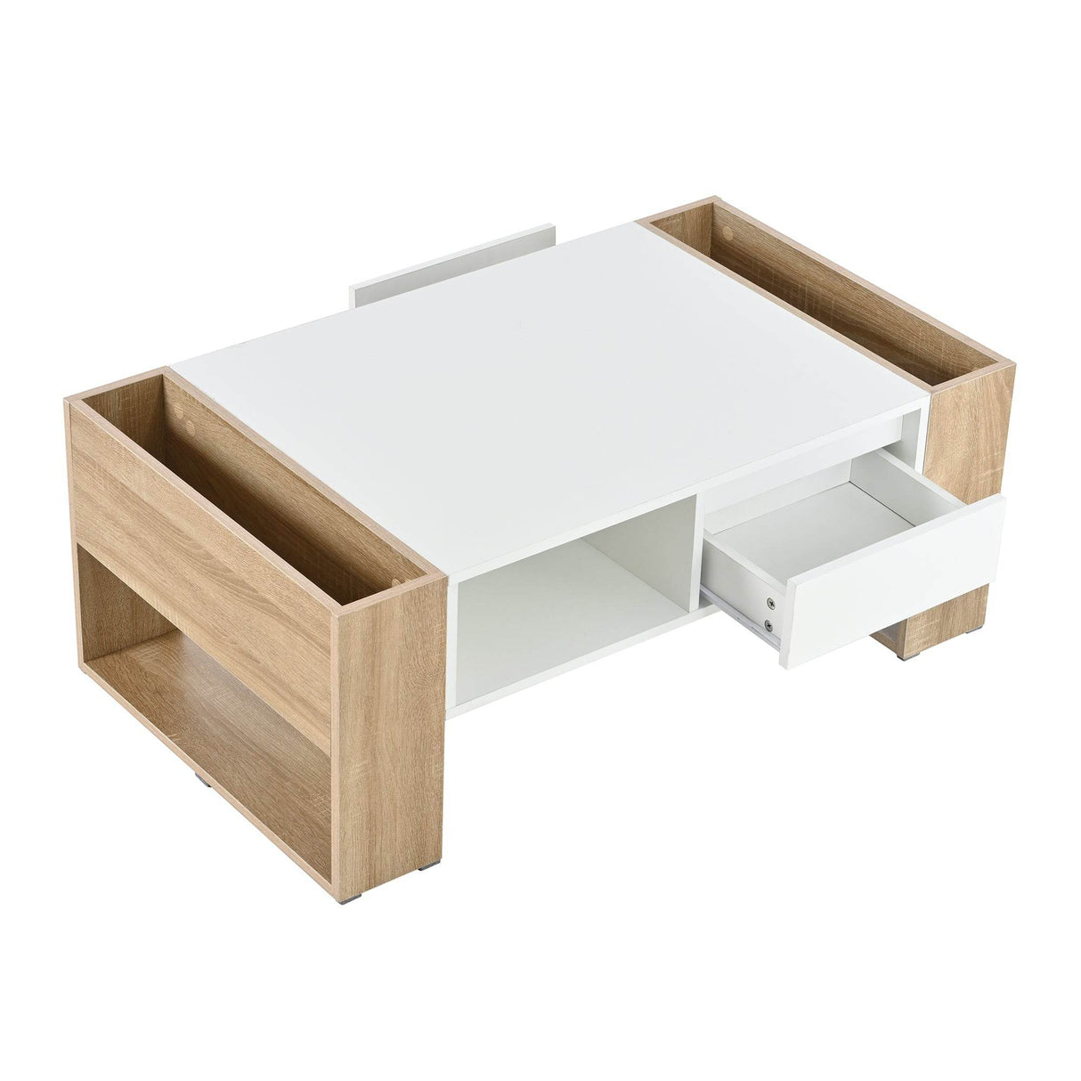 High Glossy White Coffee Table With Drawers - Sleep Galleria