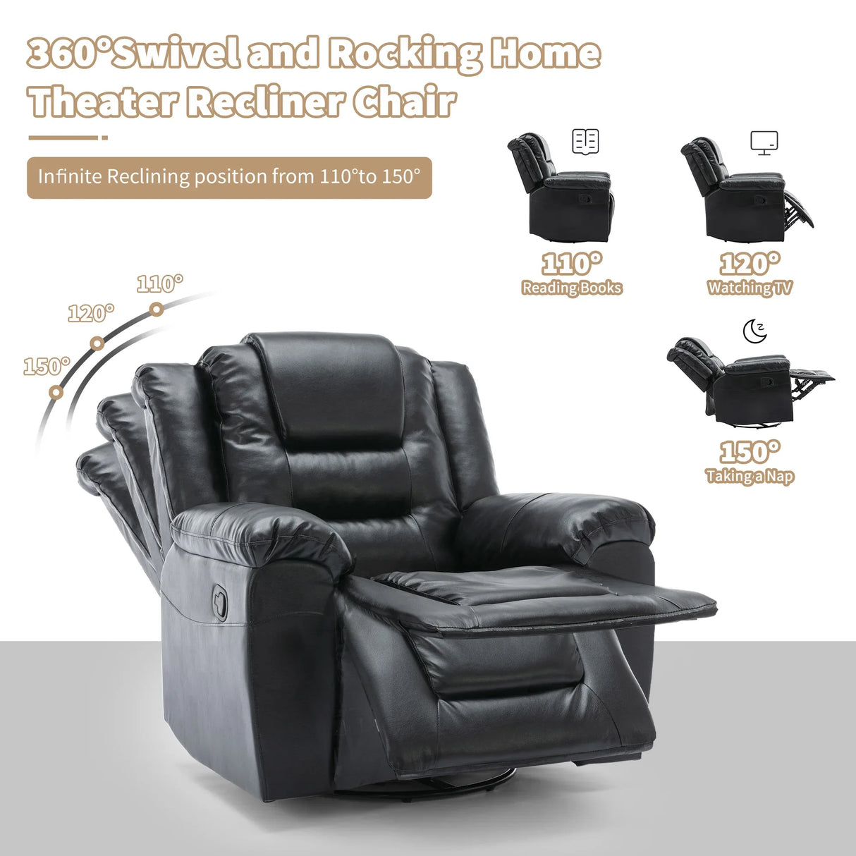 2-Seater Manual PU Leather Recliner Chair With Storage - Omega Lifestyles