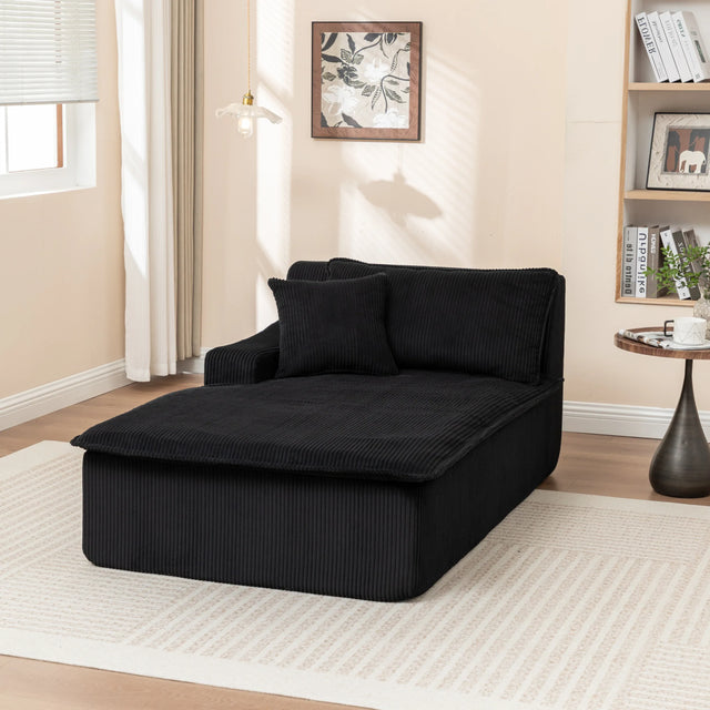 Corduroy Foam Right Armrest Chaise Lounge Chair - Omega Lifestyles