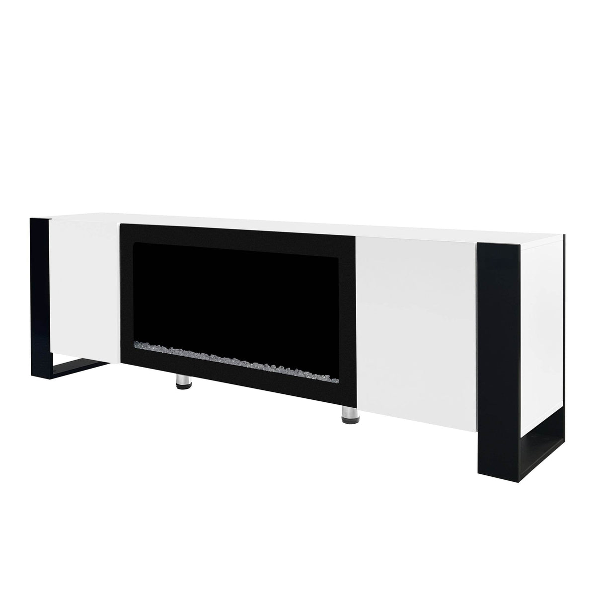 Modern White TV Stand With 34-Inch Electronic Fireplace - Sleep Galleria