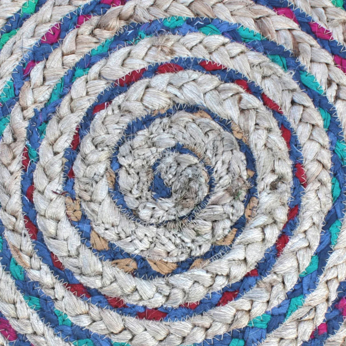 Round Blue Fabric Pouf With Supportive Polystyrene Filling - Omega Lifestyles