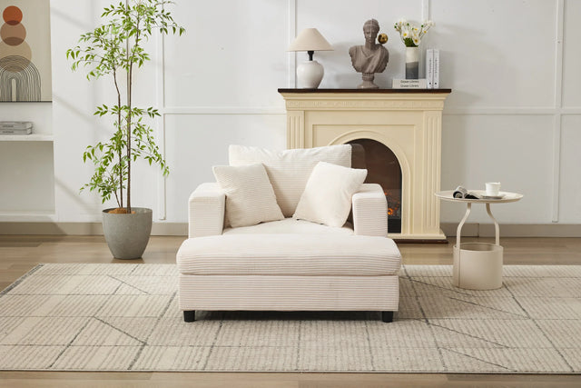 Corduroy Chaise Lounge Chair With Removable Ottoman - Omega Lifestyles