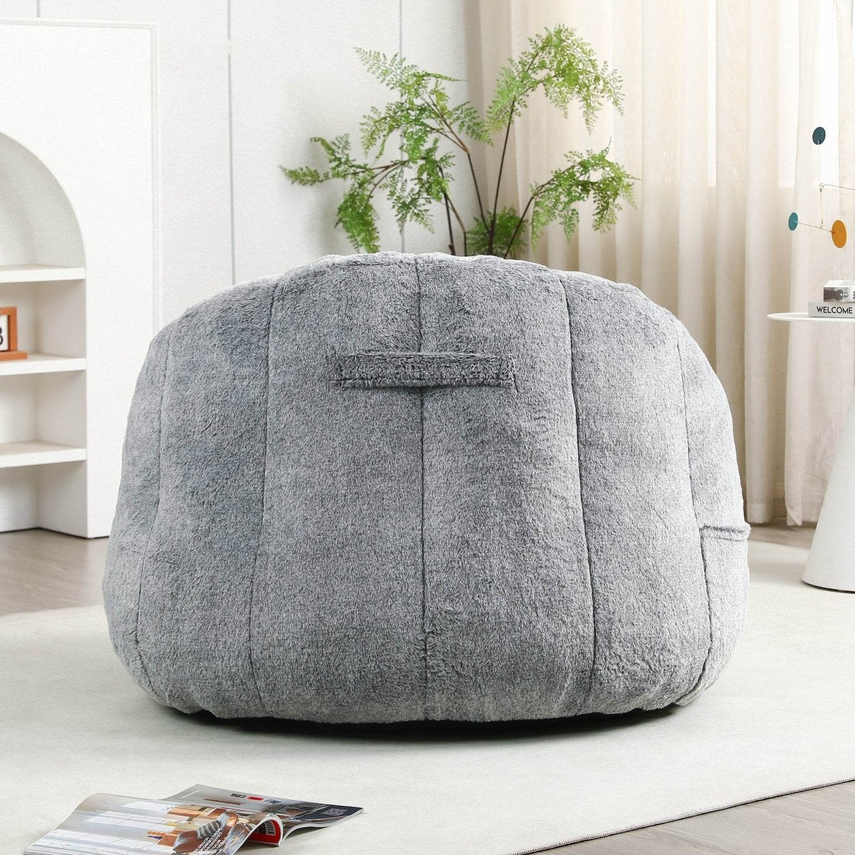 High-Density Foam Faux Fur Beanbag Chair - Sleep Galleria